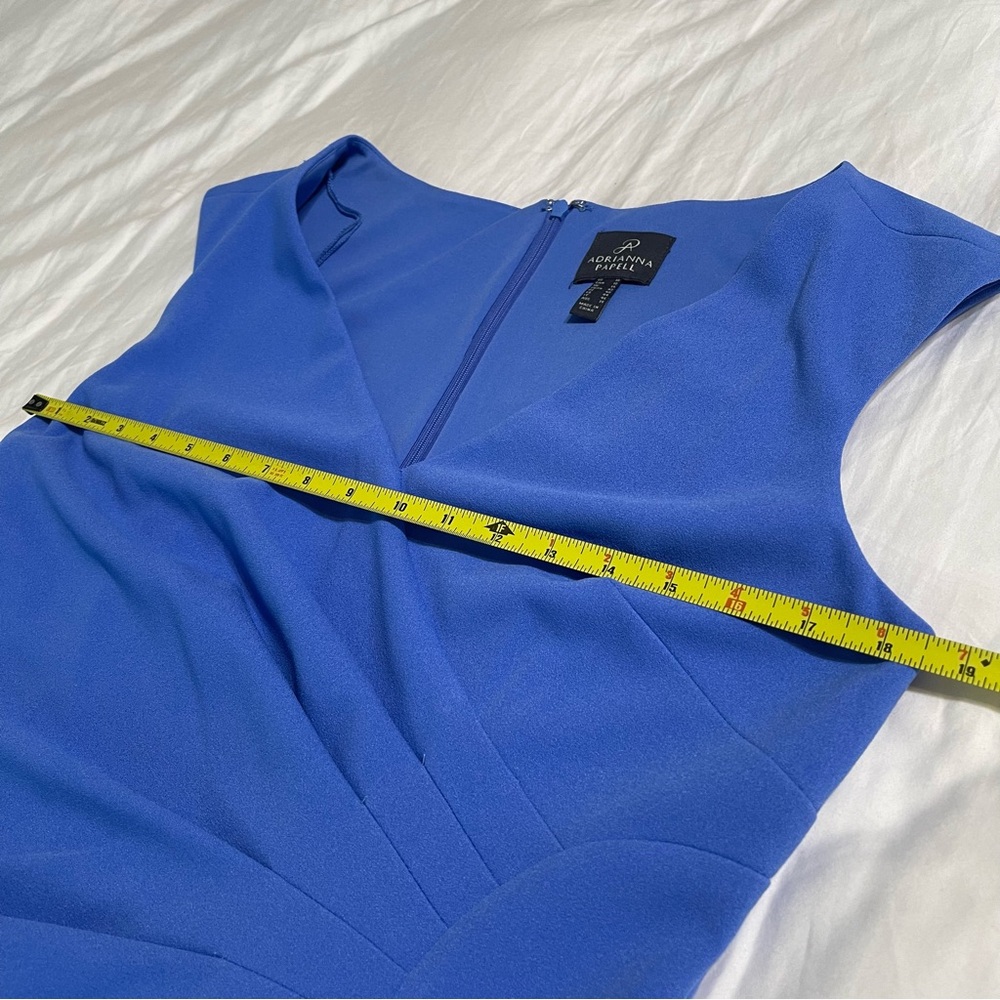 Adrianna Papell V-Neck Cap Sleeve‎ Cascading Ruffle Side Drape Sheath Dress - Picture 13 of 16